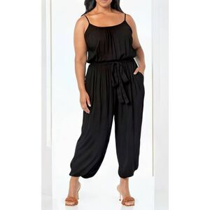 City Chic Jumpsuit Villa Capri Black Romper Plus 18 1XL Pockets No Belt